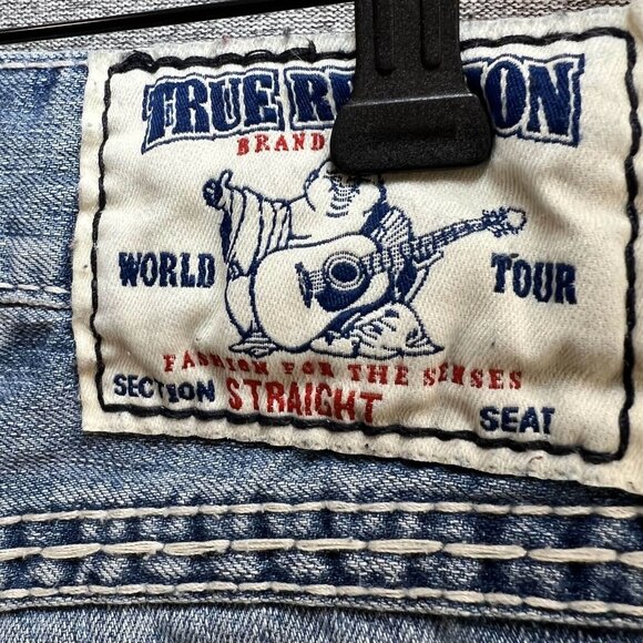 True Religion Jeans Women 27 Blue Light Wash 100% Cotton Low Rise USA Western - Picture 14 of 16
